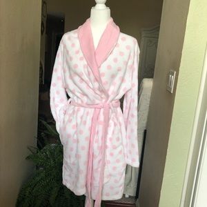 ULTA Plush pink/white polka dotted bathrobe - L/XL